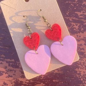 Polymer clay heart earrings